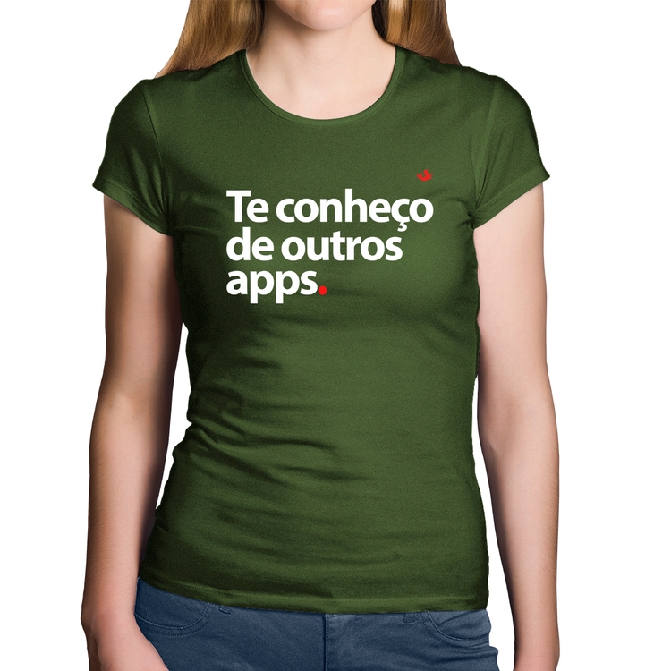 Baby Look Algodão Te conheço de outros apps - Musgo