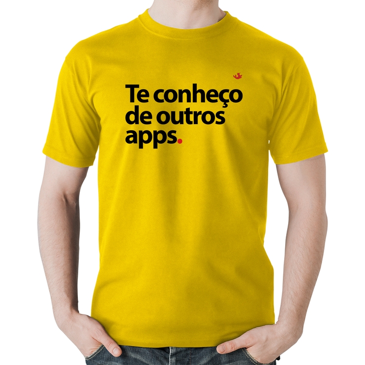 Camiseta Algodão Te conheço de outros apps - Amarela