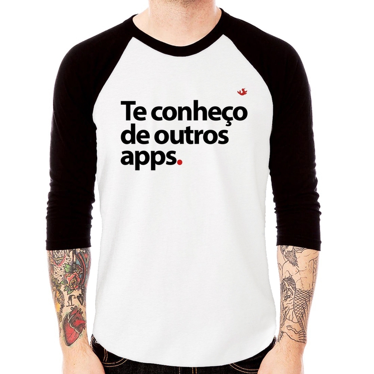 Camiseta Raglan Te conheço de outros apps Manga 3/4