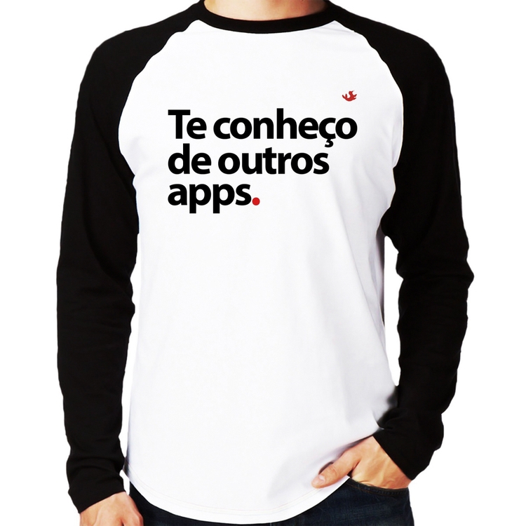 Camiseta Raglan Te conheço de outros apps Manga Longa
