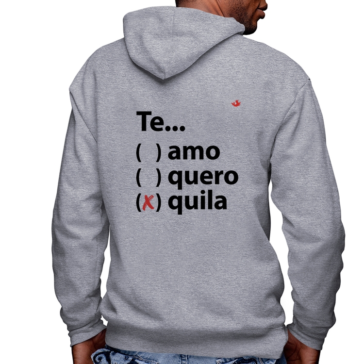 Blusa Moletom Te... quila Masculina com Capuz e Zíper - Mescla