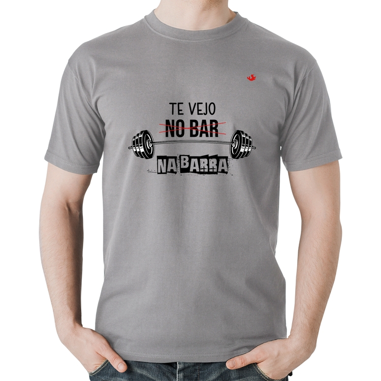 Camiseta Algodão Te vejo na barra - Cinza