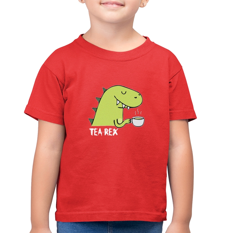 Camiseta Algodão Infantil Tea-Rex - Vermelha