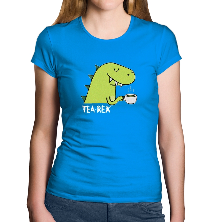 Baby Look Algodão Tea-Rex - Azul