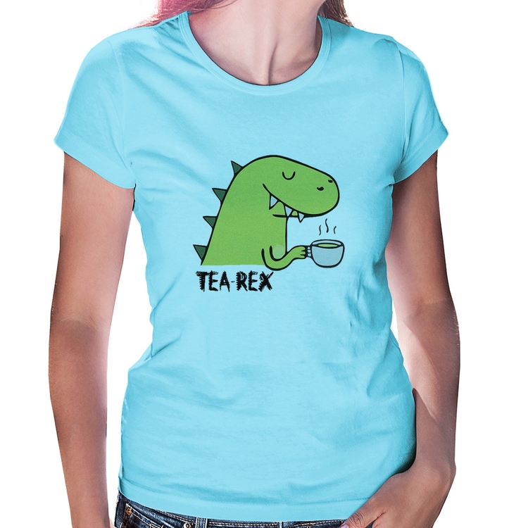 Baby Look Tea-Rex - Azul Bebê
