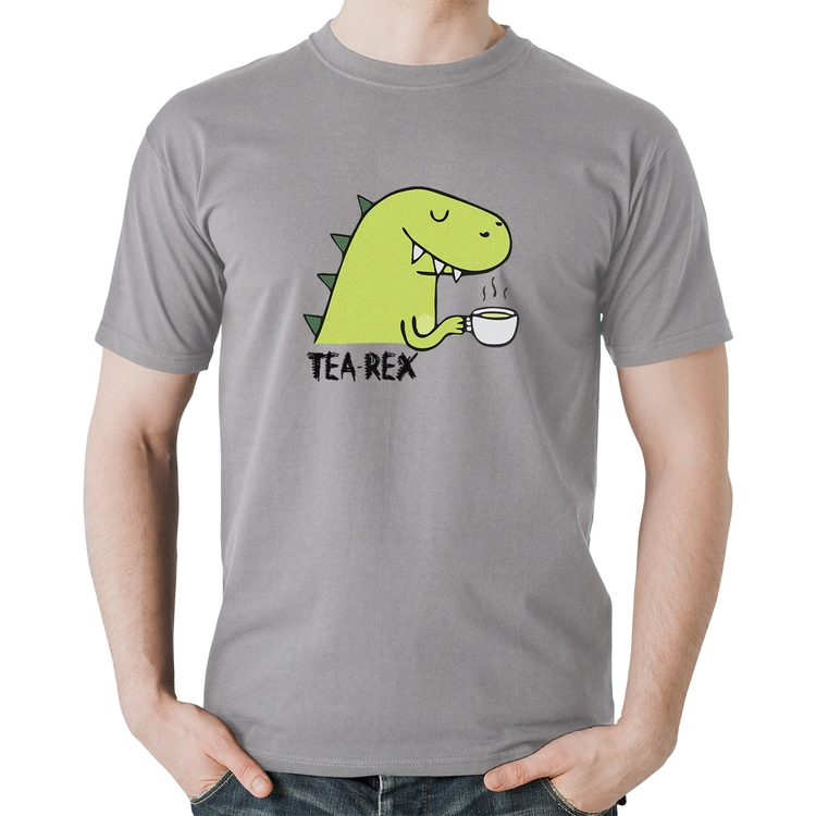 Camiseta Algodão Tea-Rex - Cinza