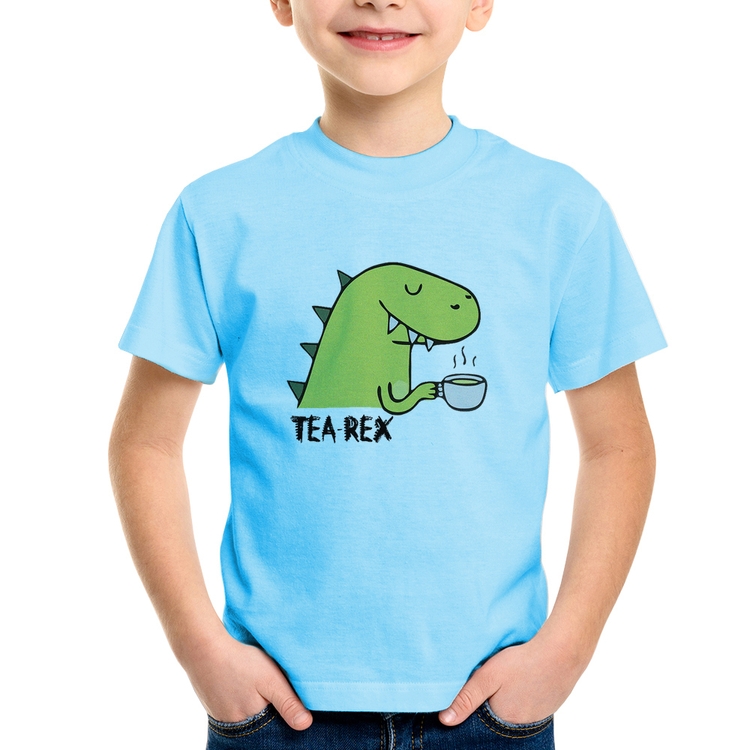 Camiseta Infantil Tea-Rex - Azul Bebê