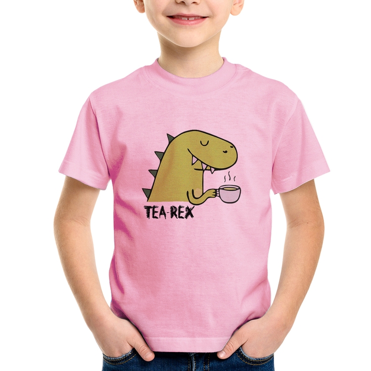 Camiseta Infantil Tea-Rex - Rosa Bebê