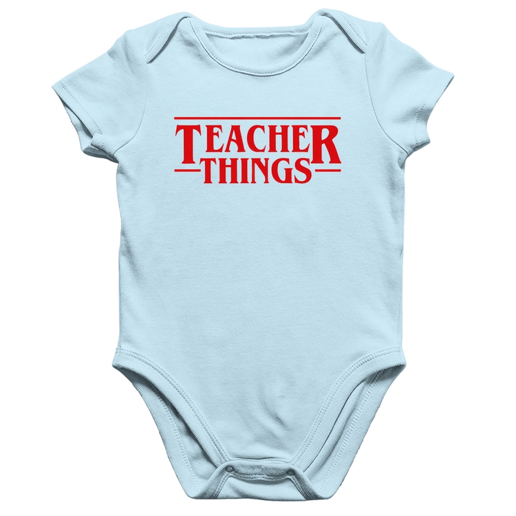 Body Bebê Algodão Teacher Things - Azul Bebê