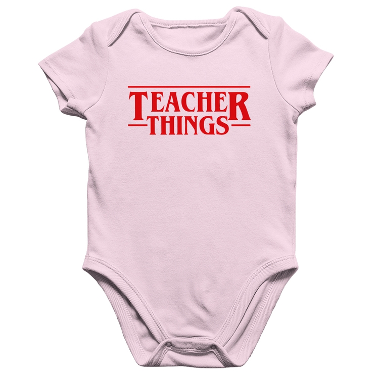 Body Bebê Algodão Teacher Things - Rosa Bebê