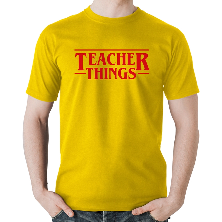 Camiseta Algodão Teacher Things - Amarela