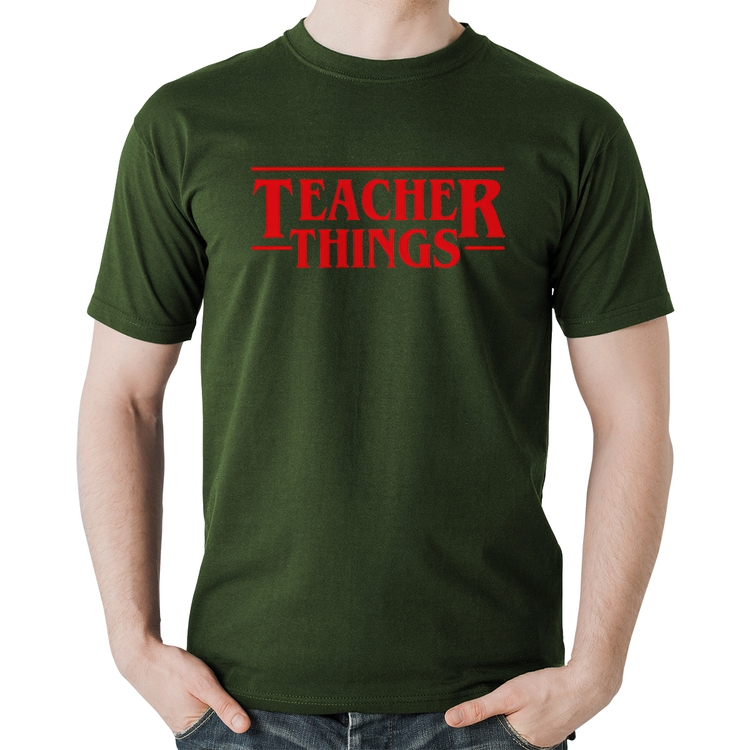 Camiseta Algodão Teacher Things - Musgo