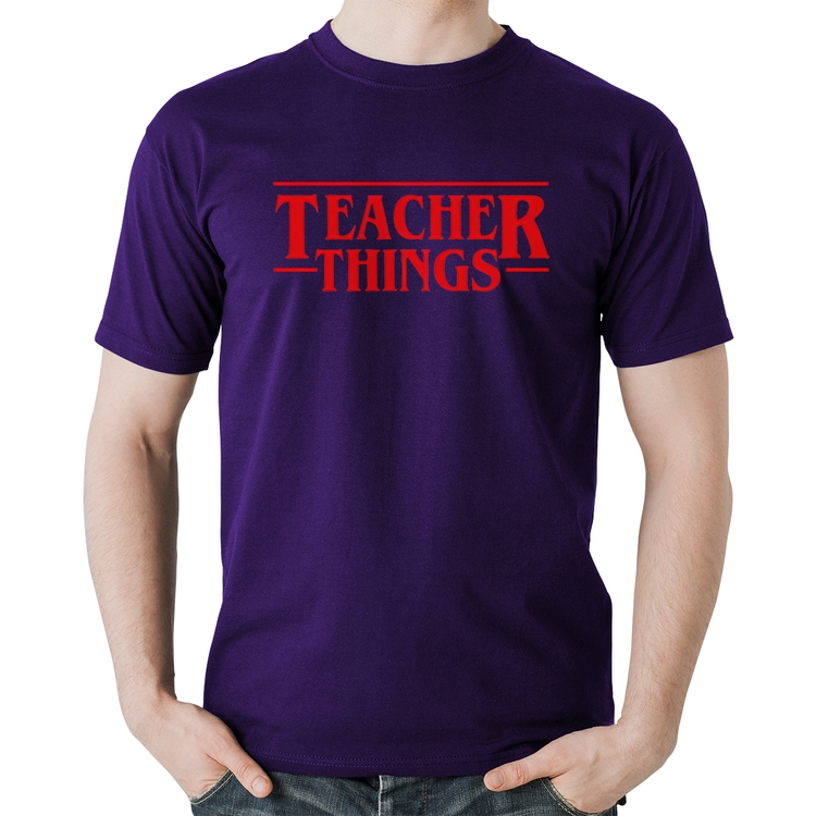 Camiseta Algodão Teacher Things - Roxa