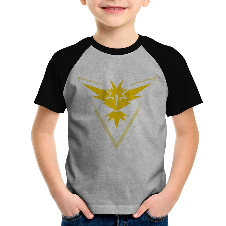 Camiseta Raglan Infantil Team Instinct - Cinza/Preto