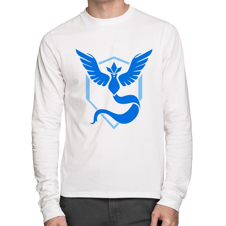 Camiseta Algodão Team Mystic Manga Longa - Branca