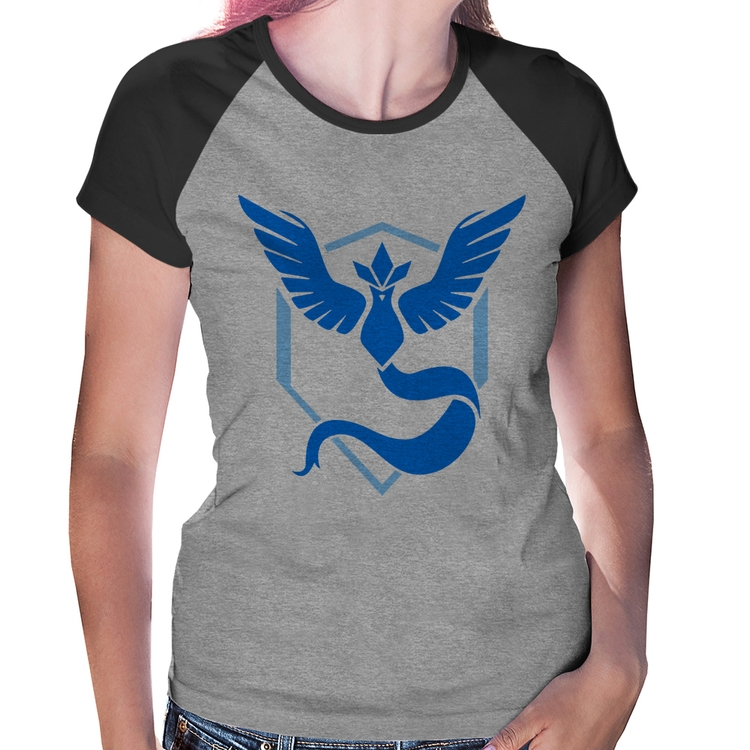 Baby Look Raglan Team Mystic - Cinza/Preto