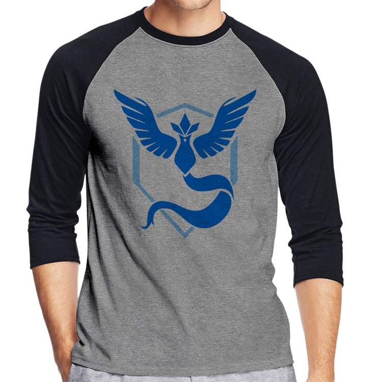 Camiseta Raglan Team Mystic Manga 3/4 - Cinza/Preto