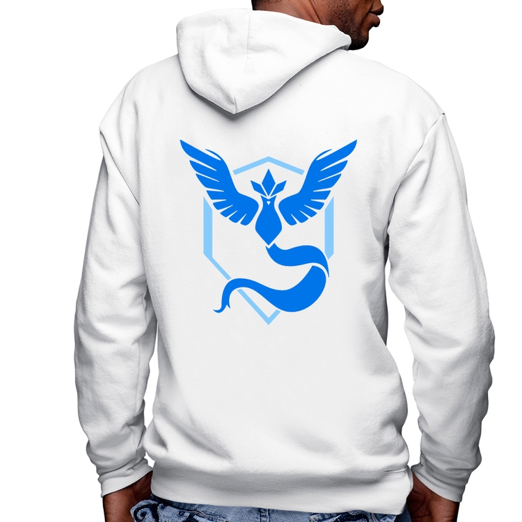 Blusa Moletom Team Mystic Masculina com Capuz e Zíper - Branca