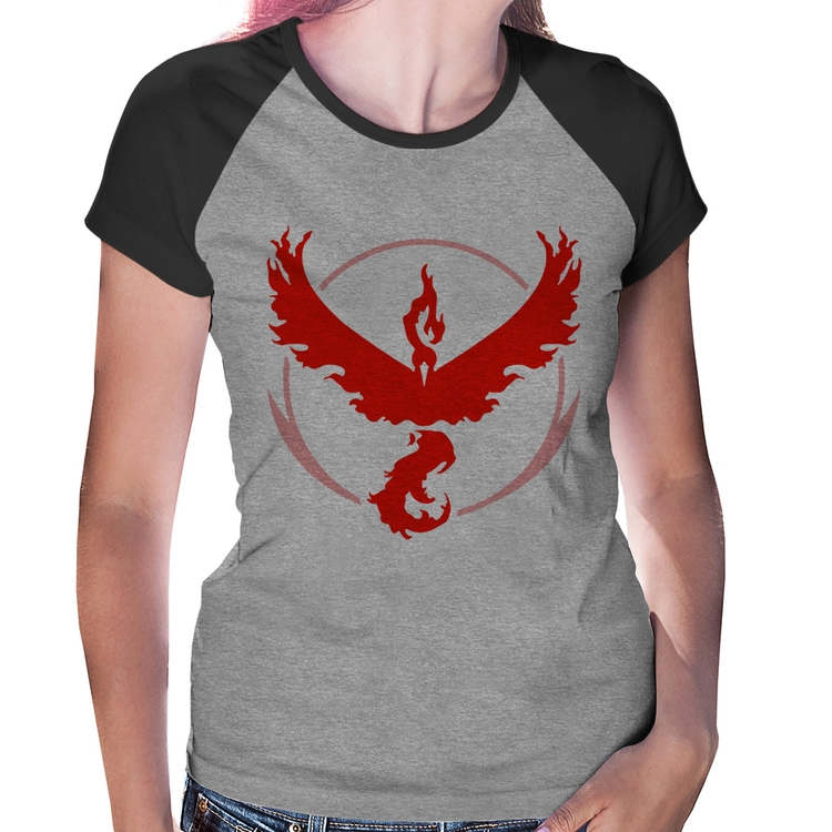 Baby Look Raglan Team Valor - Cinza/Preto