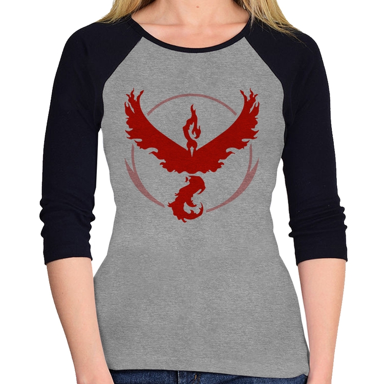 Baby Look Raglan Team Valor Manga 3/4 - Cinza/Preto