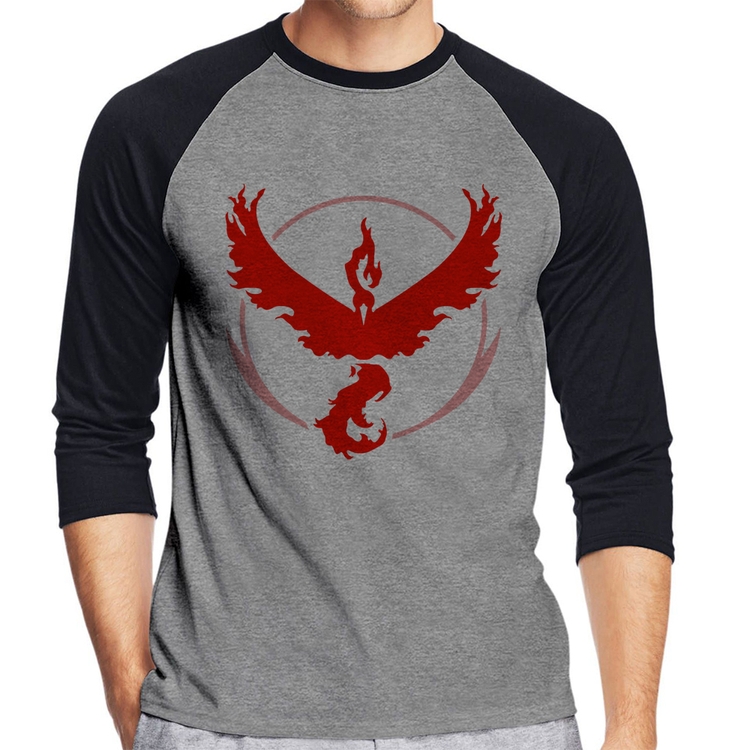 Camiseta Raglan Team Valor Manga 3/4 - Cinza/Preto