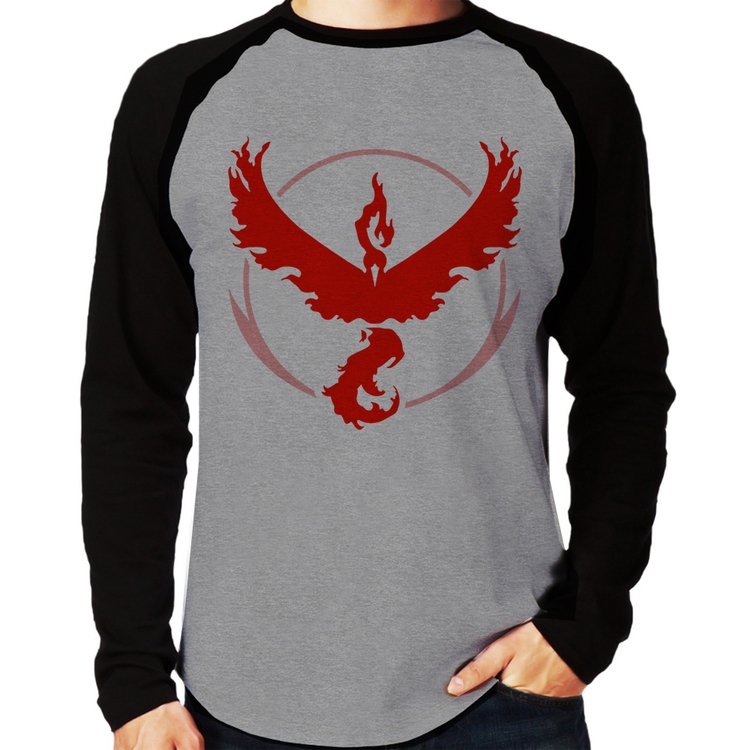 Camiseta Raglan Team Valor Manga Longa - Cinza/Preto