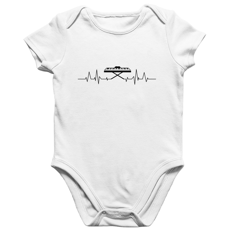 Body Bebê Algodão Teclado Batimentos Cardíacos - Branco
