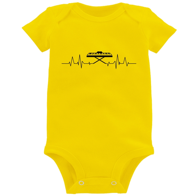 Body Bebê Teclado Batimentos Cardíacos - Amarelo