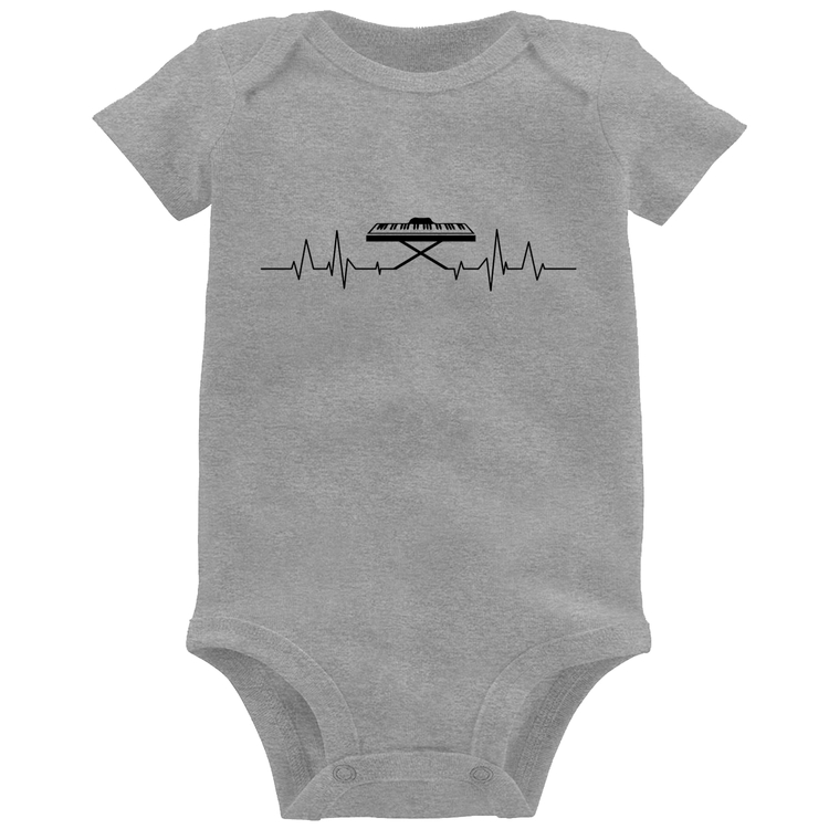 Body Bebê Teclado Batimentos Cardíacos - Cinza