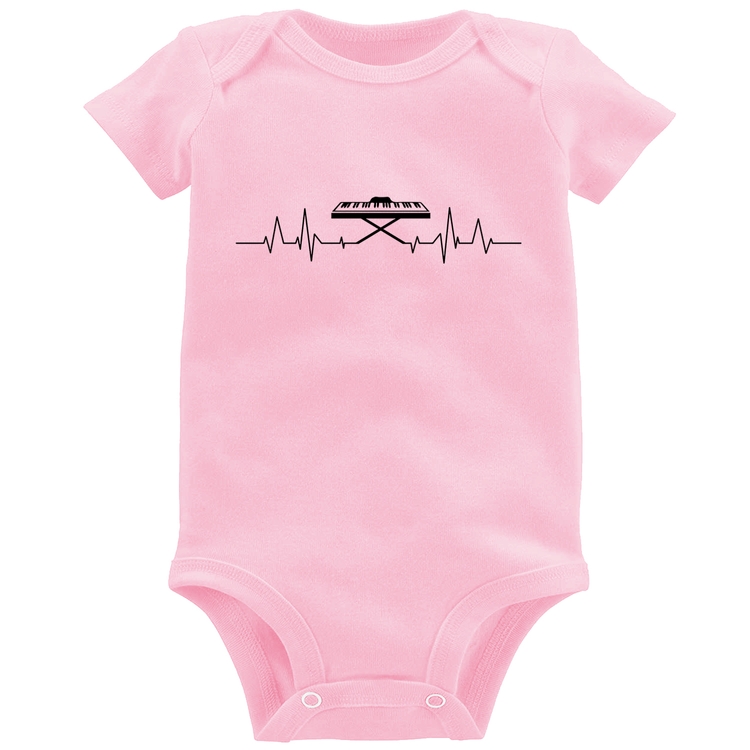 Body Bebê Teclado Batimentos Cardíacos - Rosa Bebê