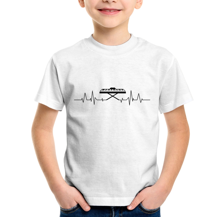 Camiseta Infantil Teclado Batimentos Cardíacos