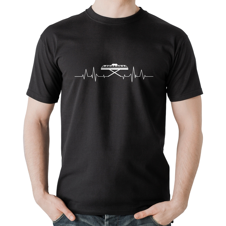 Camiseta Algodão Teclado Batimentos Cardíacos