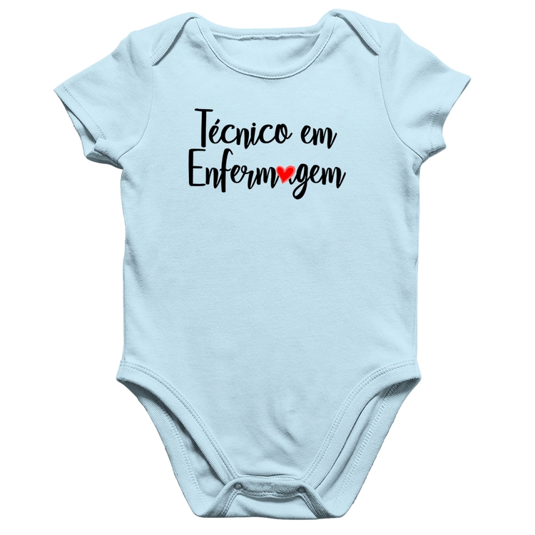 Body Bebê Algodão Técnico em Enfermagem - Azul Bebê