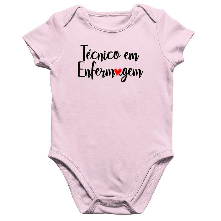 Body Bebê Algodão Técnico em Enfermagem - Rosa Bebê