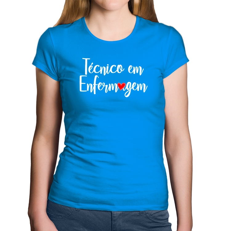 Baby Look Algodão Técnico em Enfermagem - Azul