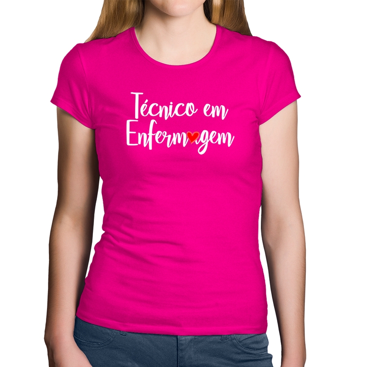 Baby Look Algodão Técnico em Enfermagem - Rosa