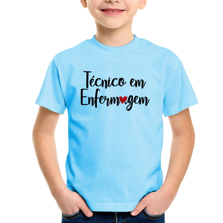 Camiseta Infantil Técnico em Enfermagem - Azul Bebê