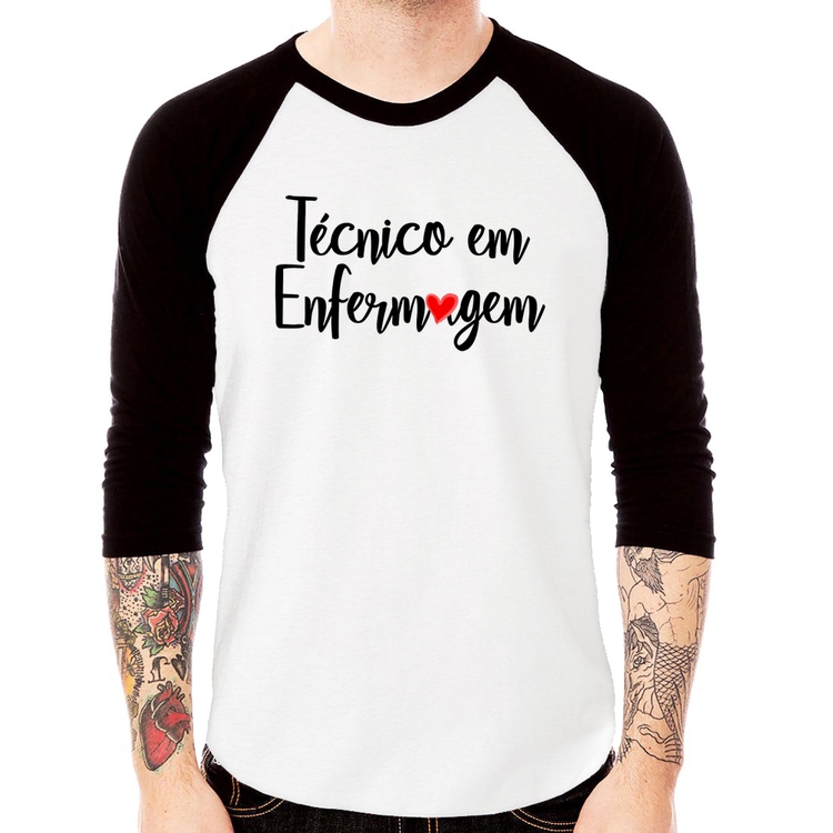 Camiseta Raglan Técnico em Enfermagem Manga 3/4
