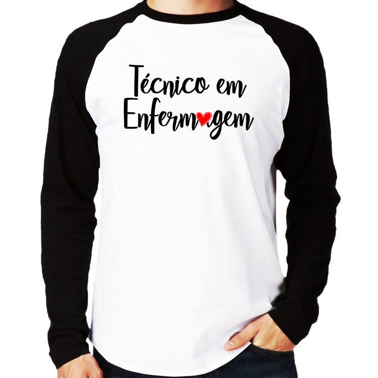 Camiseta Raglan Técnico em Enfermagem Manga Longa