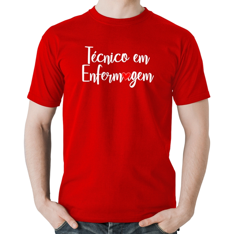 Camiseta Algodão Técnico em Enfermagem - Vermelha