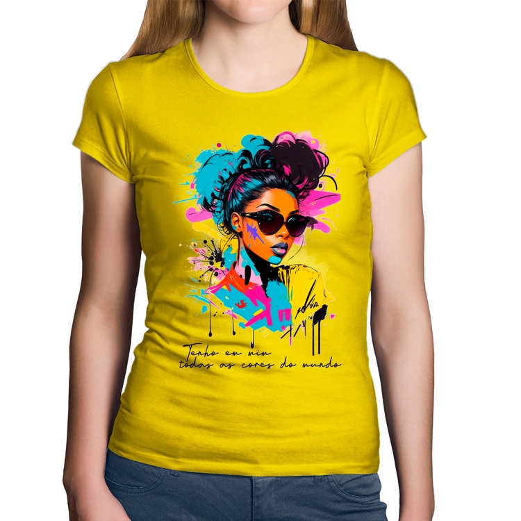 Baby Look Algodão Tenho em mim todas as cores do mundo - Amarela