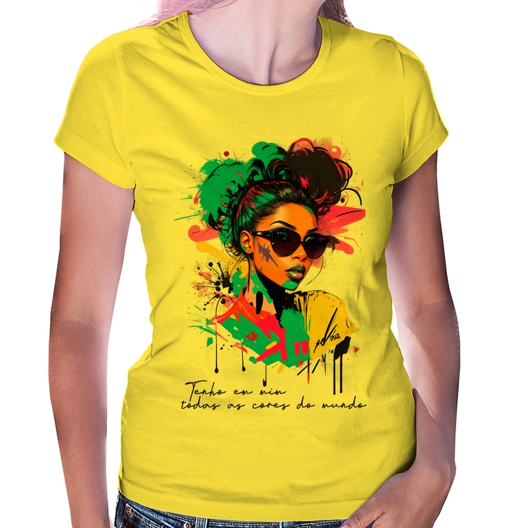 Baby Look Tenho em mim todas as cores do mundo - Amarela