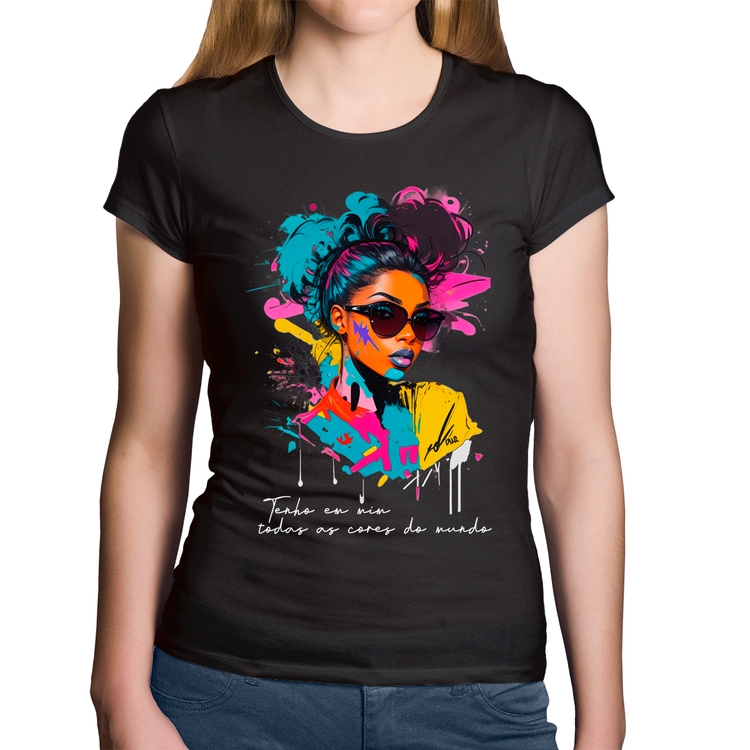 Baby Look Algodão Tenho em mim todas as cores do mundo