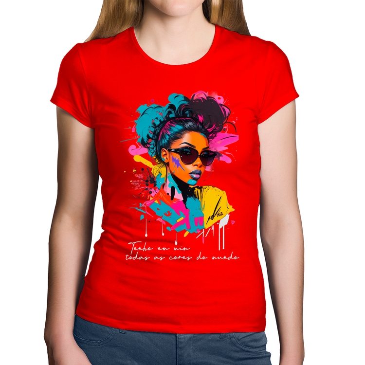 Baby Look Algodão Tenho em mim todas as cores do mundo - Vermelha