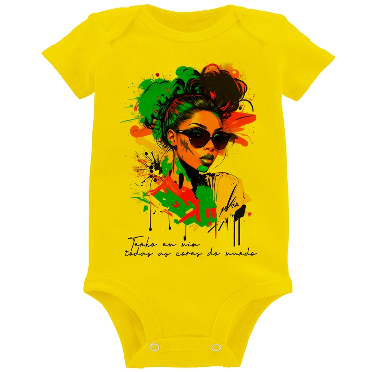 Body Bebê Tenho em mim todas as cores do mundo - Amarelo