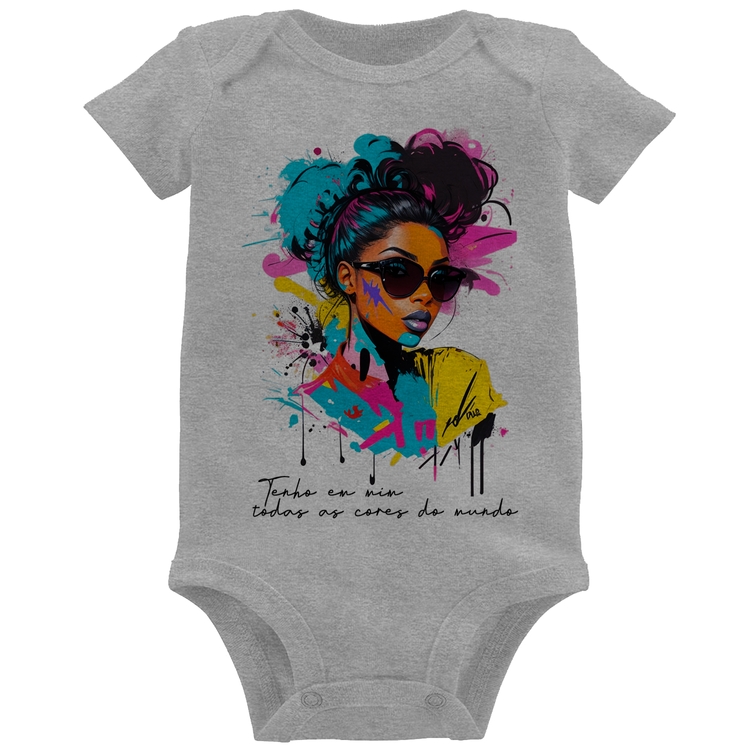 Body Bebê Tenho em mim todas as cores do mundo - Cinza