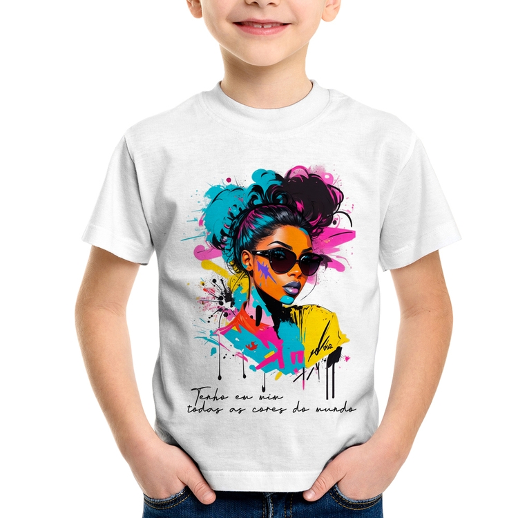 Camiseta Infantil Tenho em mim todas as cores do mundo
