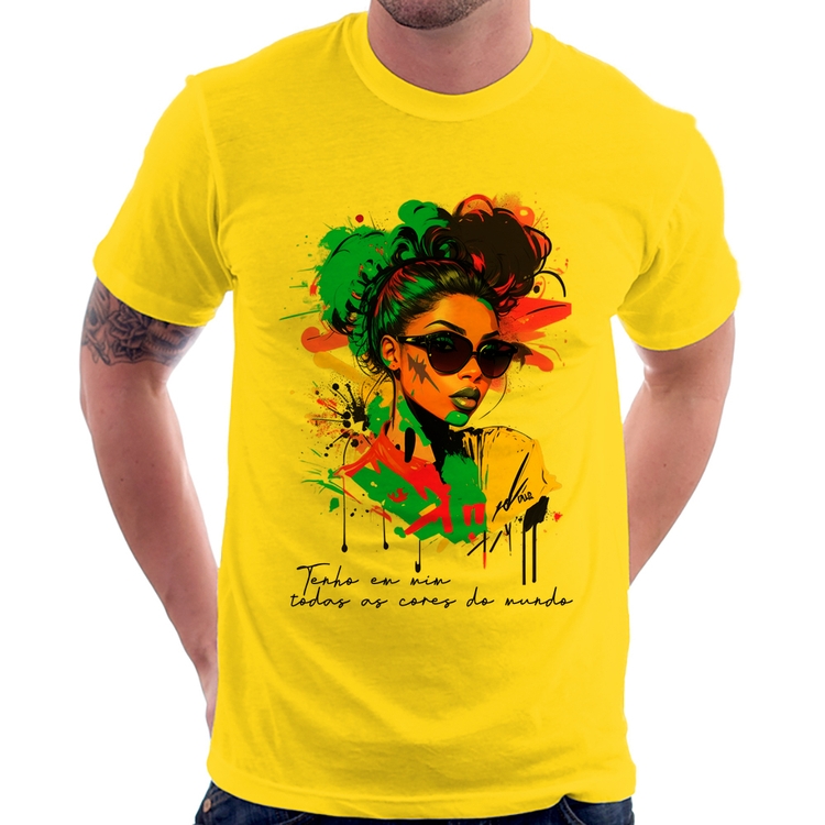 Camiseta Tenho em mim todas as cores do mundo - Amarela