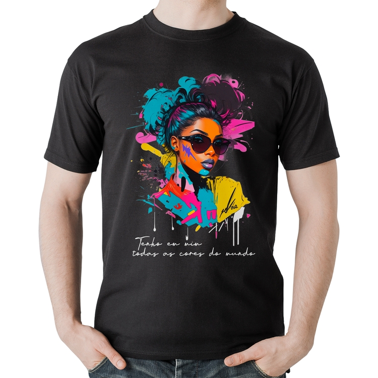 Camiseta Algodão Tenho em mim todas as cores do mundo
