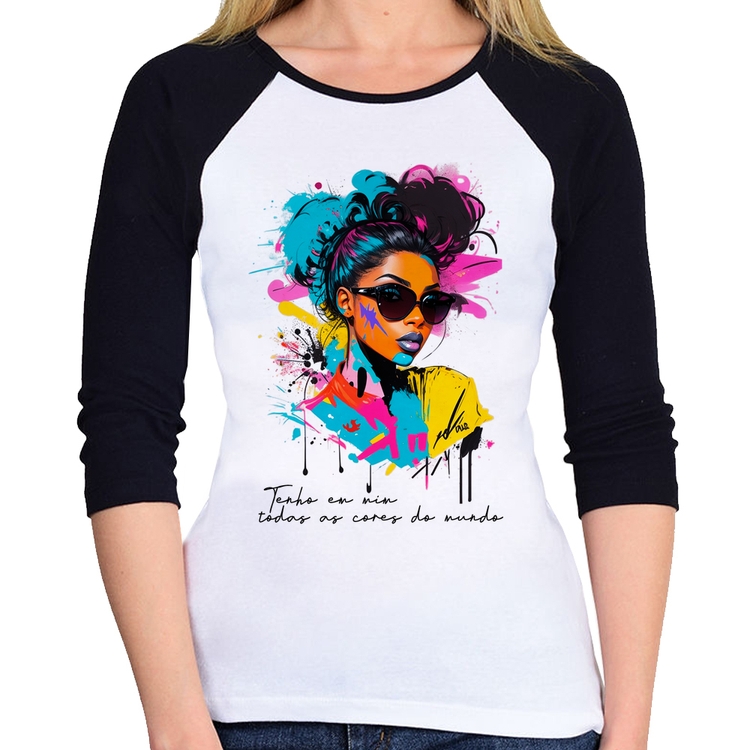 Baby Look Raglan Tenho em mim todas as cores do mundo Manga 3/4